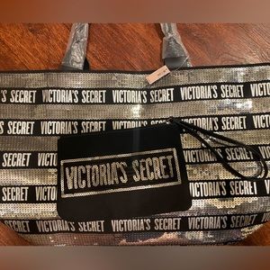 NWT Victoria's Secret 2pcs Large Sequin Tote bag